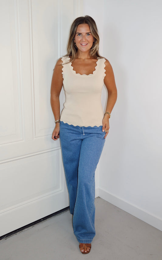 Top Golvende hals Lovi Beige