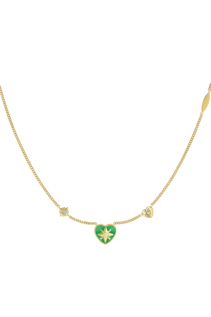 Ketting Hart Groen/Goud