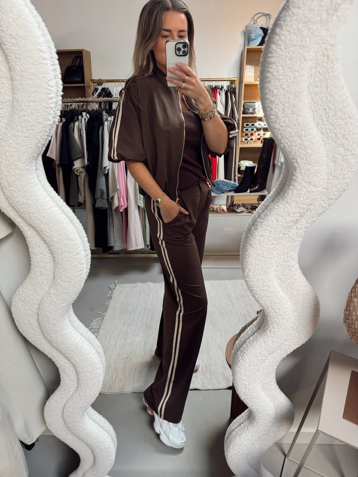 Jacket Veerle stripe Bruin