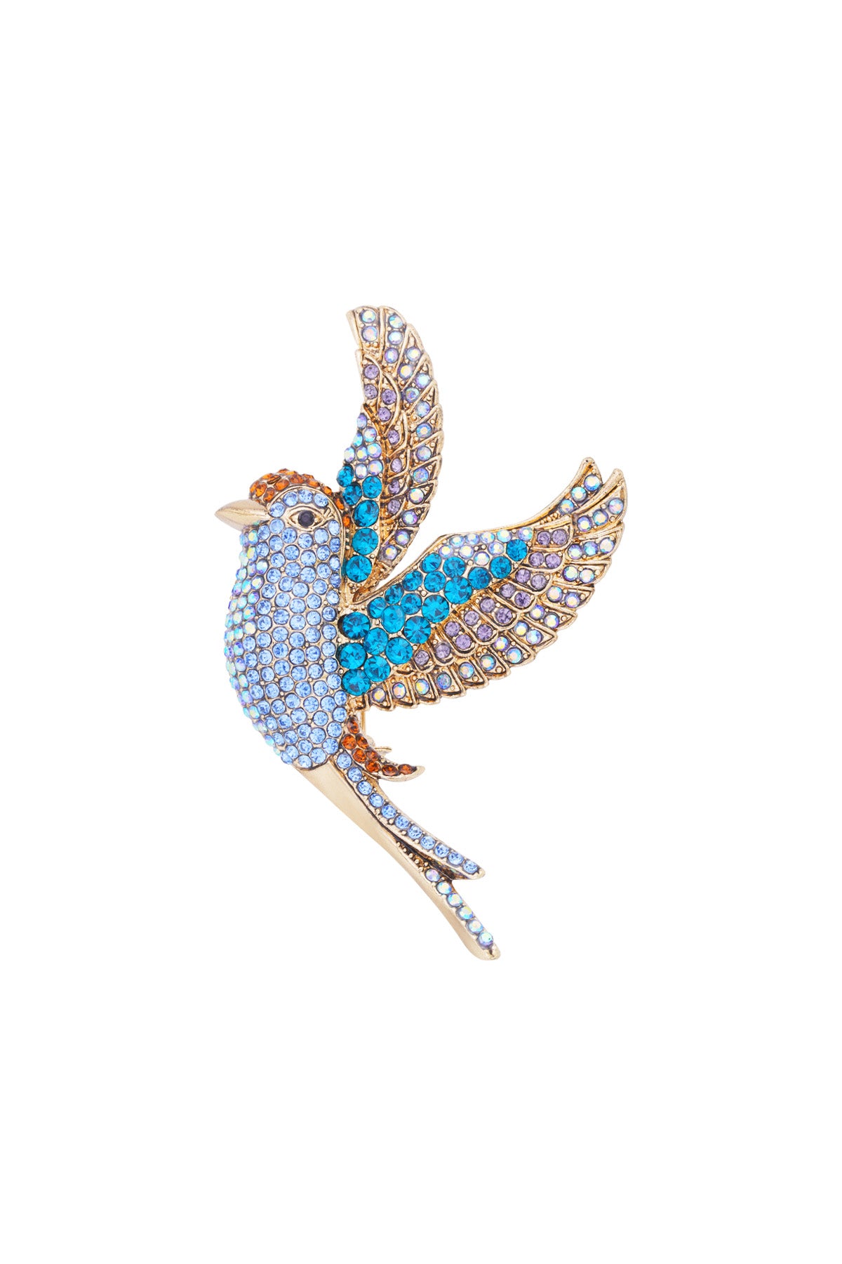 Flying Bird broche Blauw/Groen