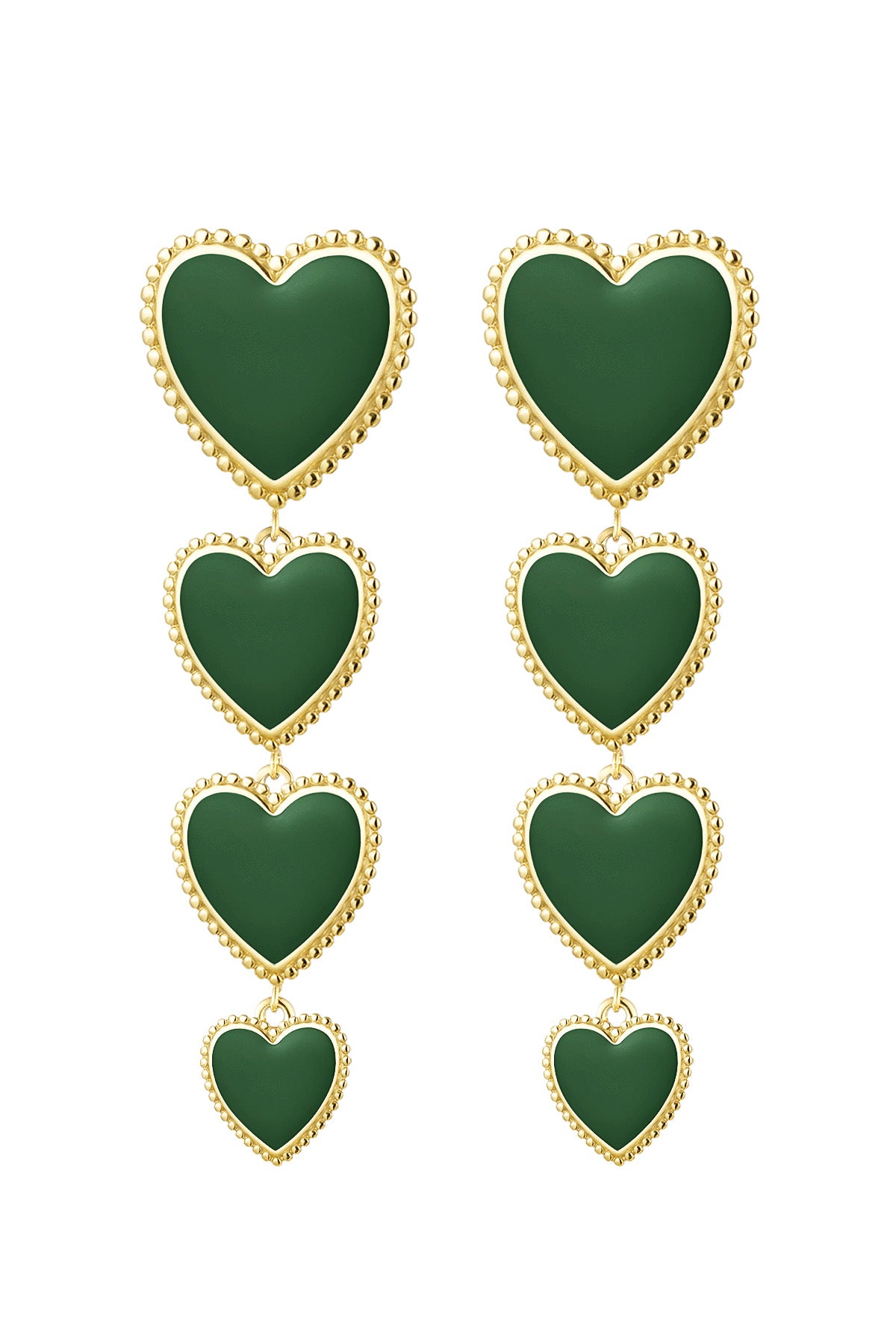 4 hearts in a row Oorbellen - groen