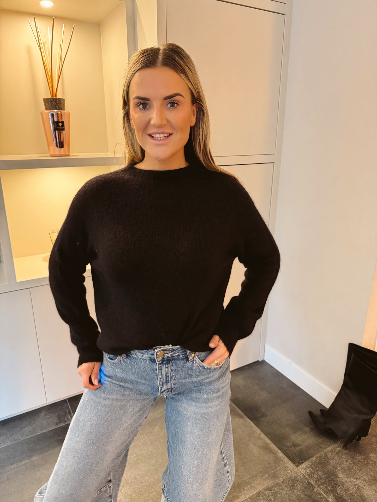 Alpaca top Lange mouwen zwart