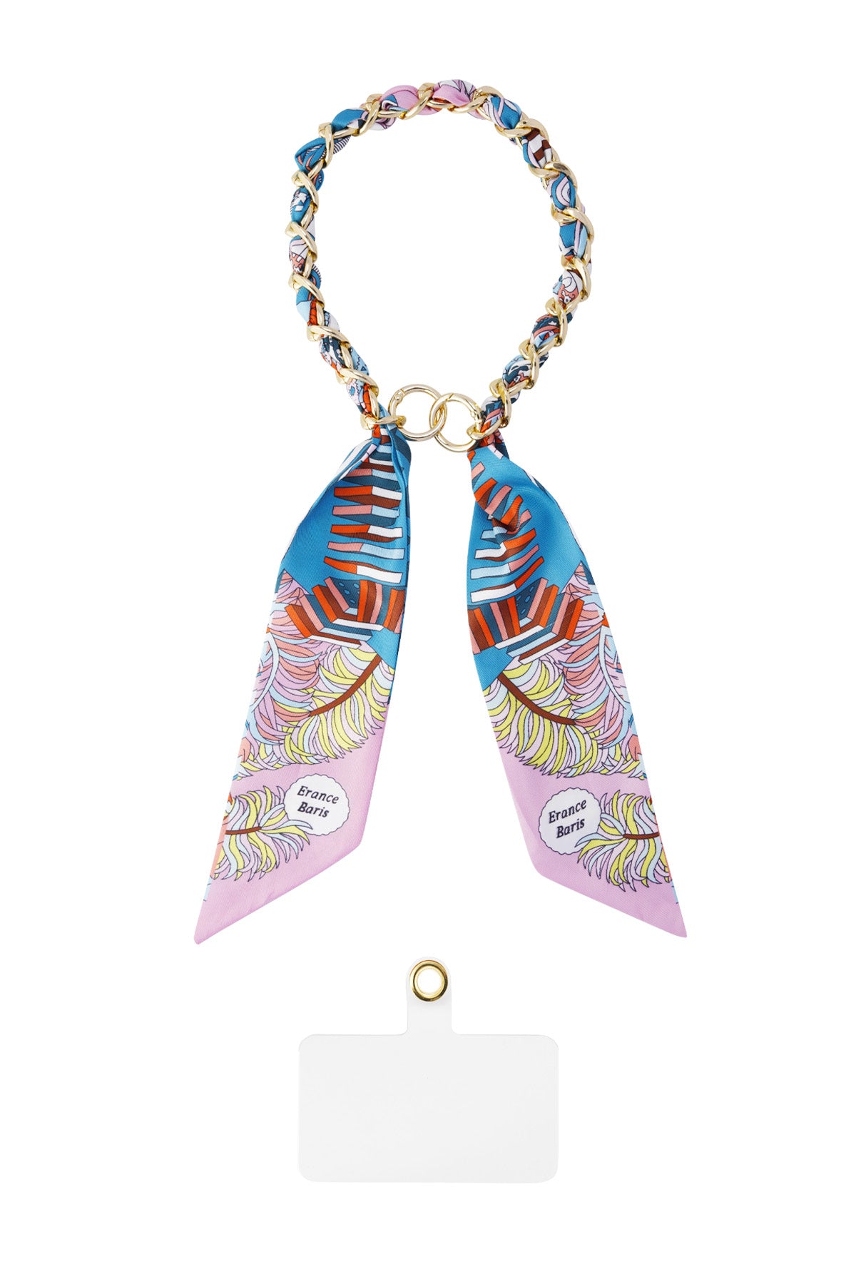 Telefoonketting satijnen sjaal - blauw multi