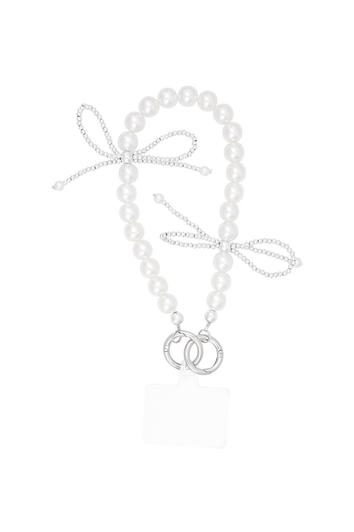 Telefoonketting parel strik Zilver