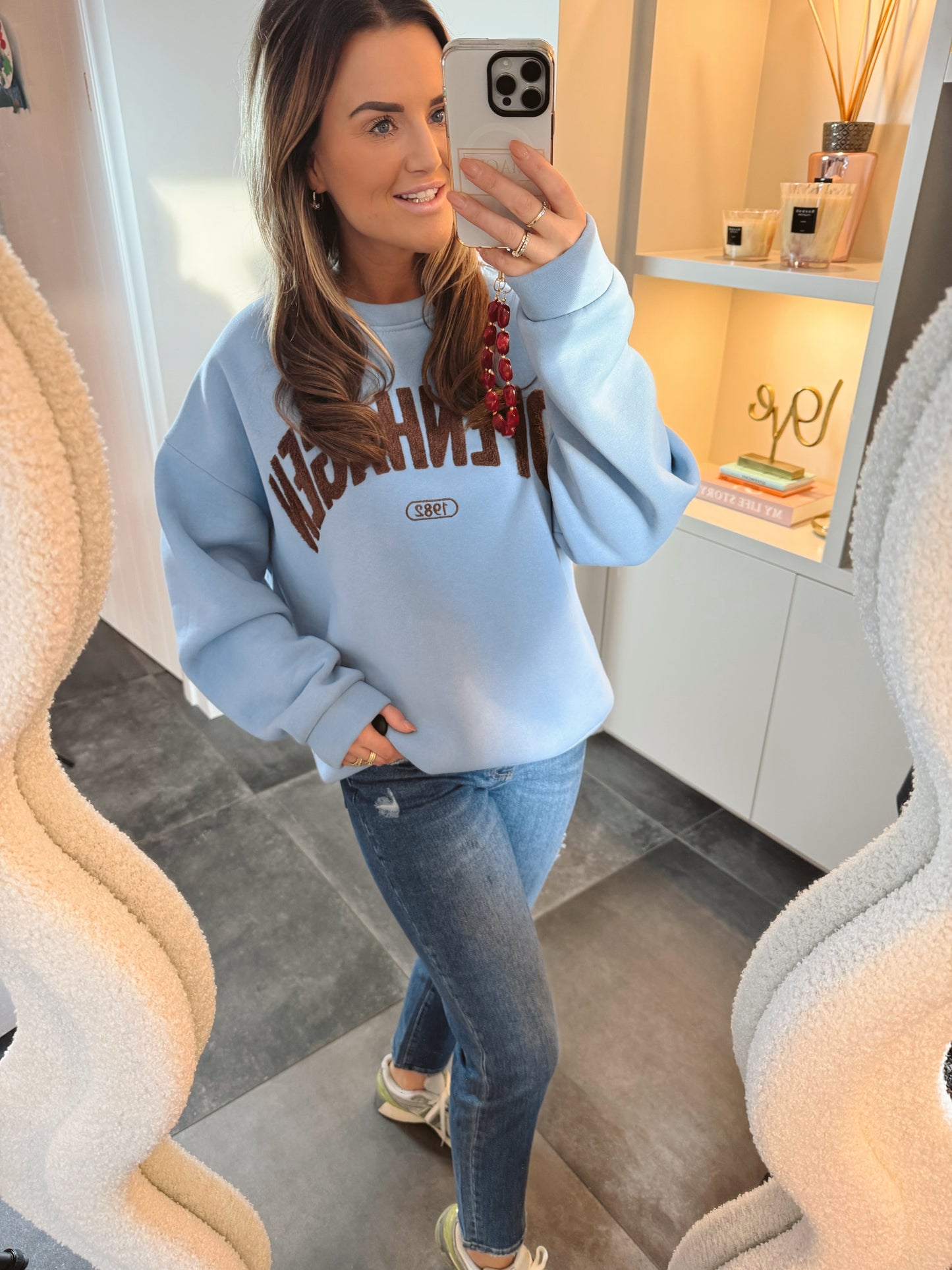 Queen Hearts "The Mom Fit" jeans licht