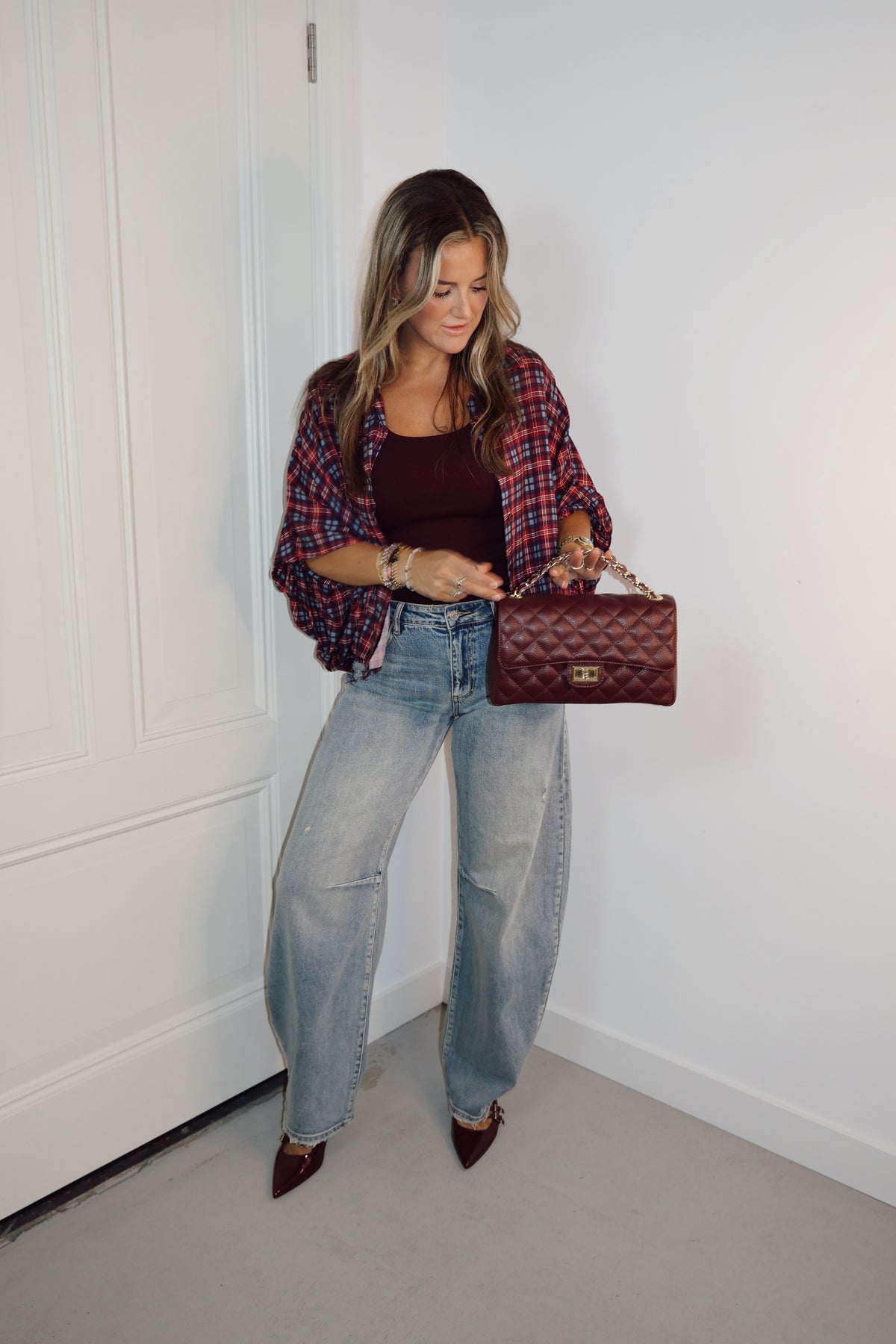 100% Leer Audrey Medium Burgundy