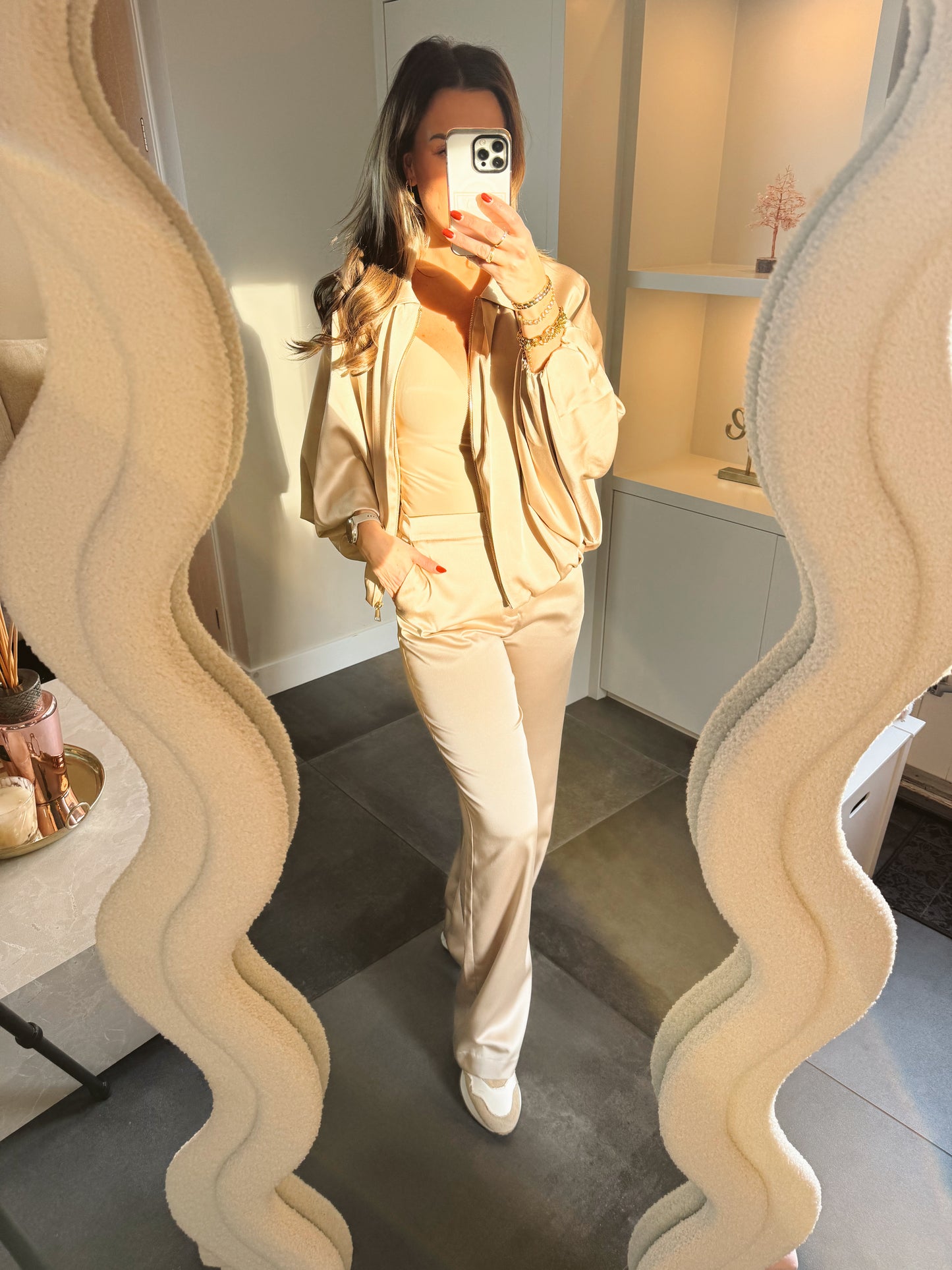 Stella Pantalon Satijn Beige