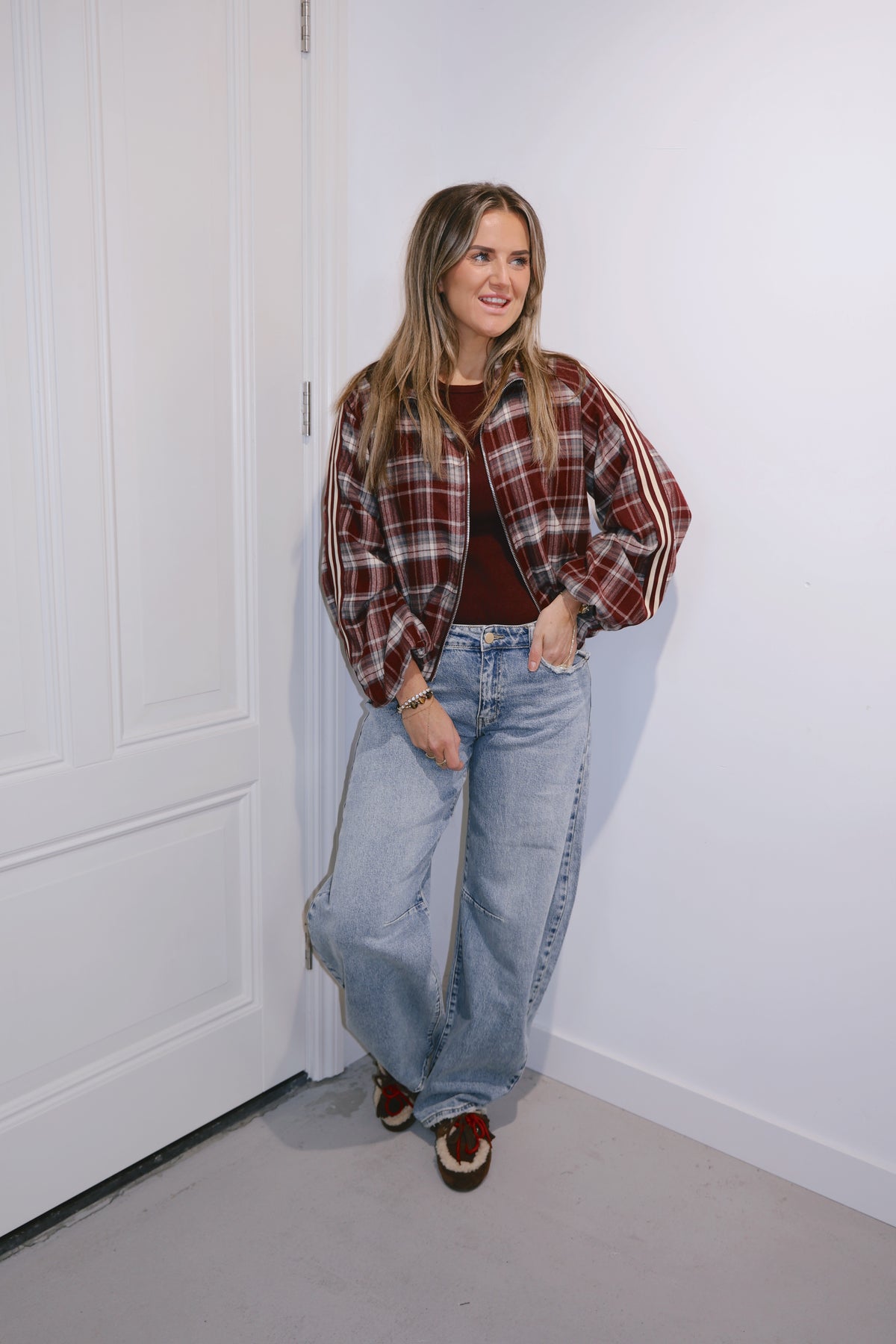 Bomber ruit stripe Tessa Burgundy