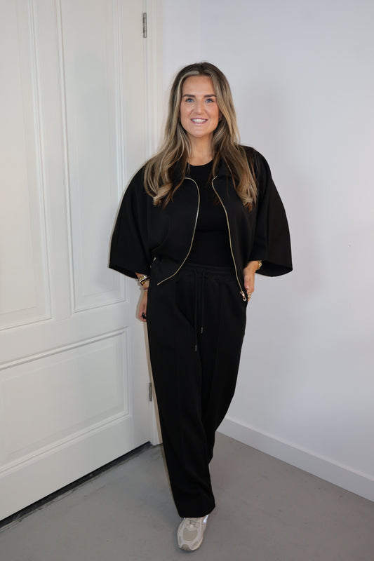 2-pieces lange broek + vest Desi Zwart