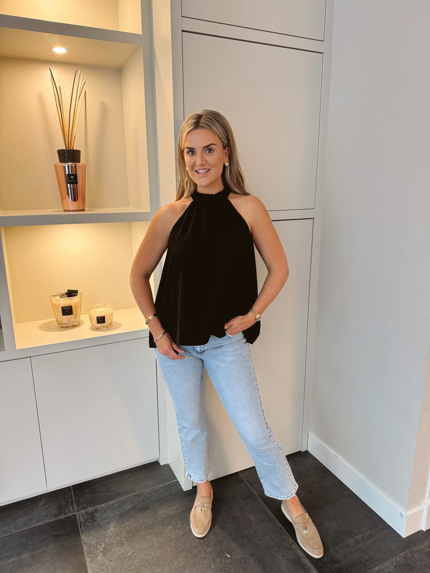 Halter top met ceintuur Koko Zwart