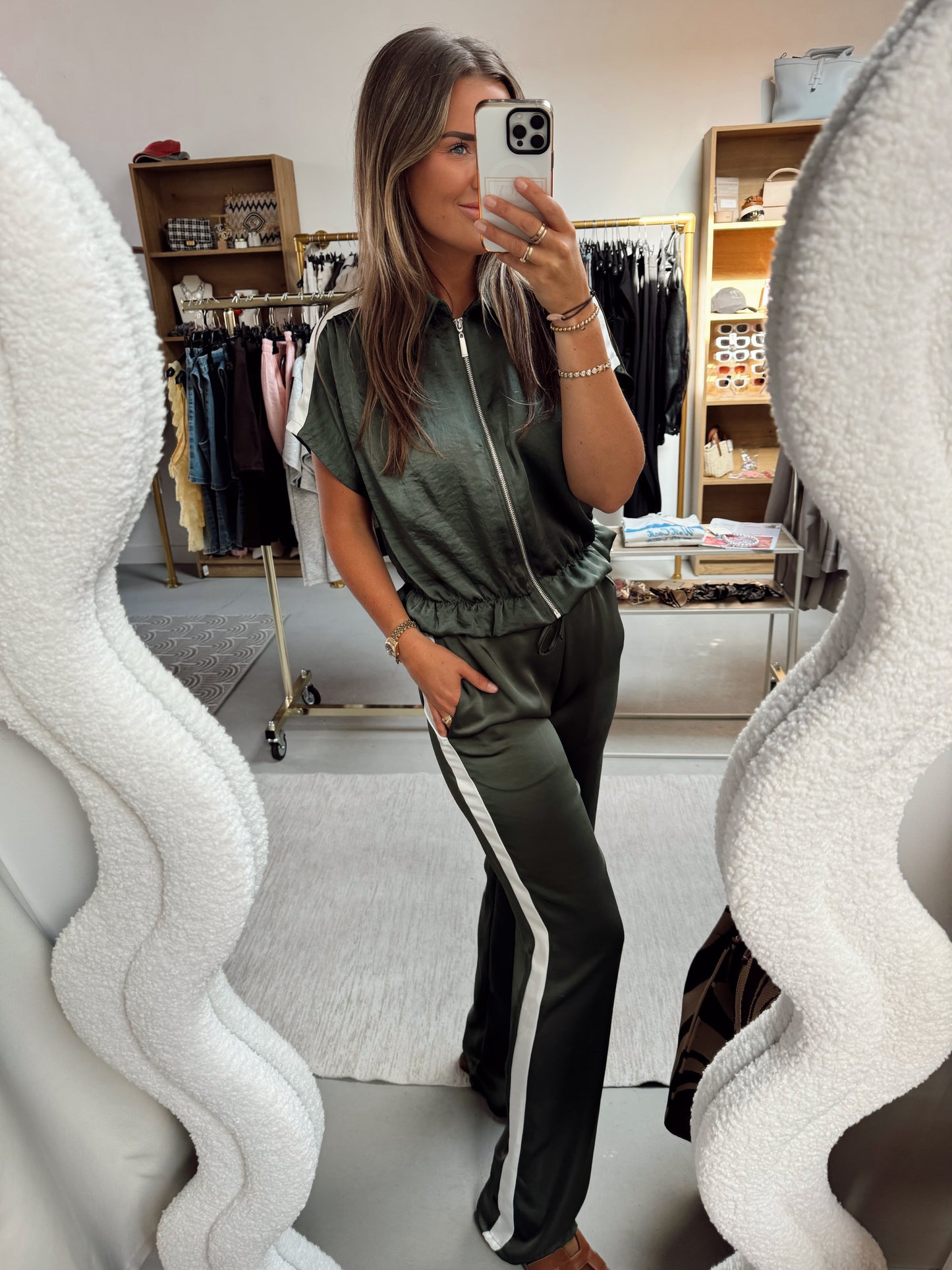 2-pieces set Mandy groen streep