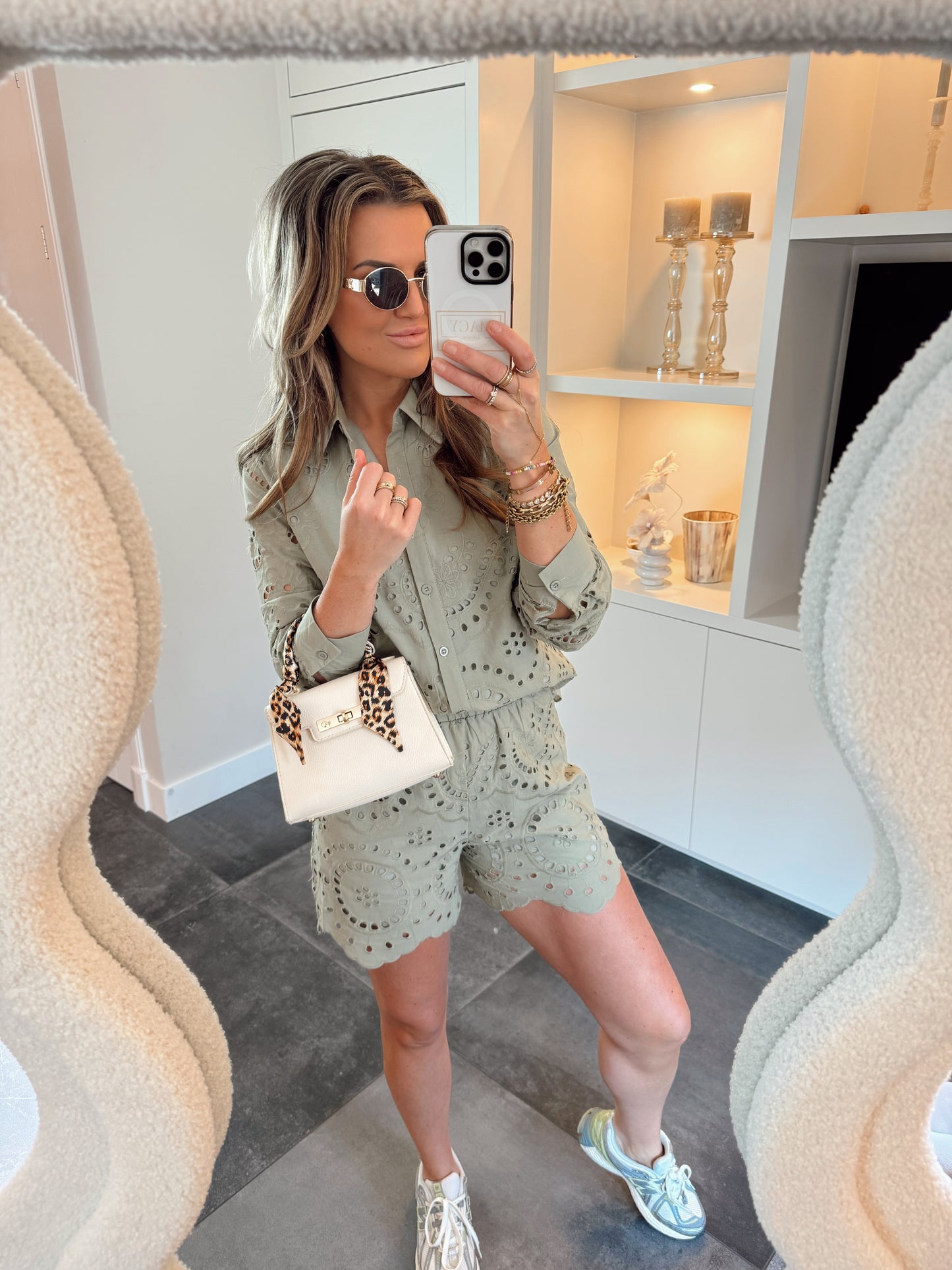 Set Holly Broderie Army Groen