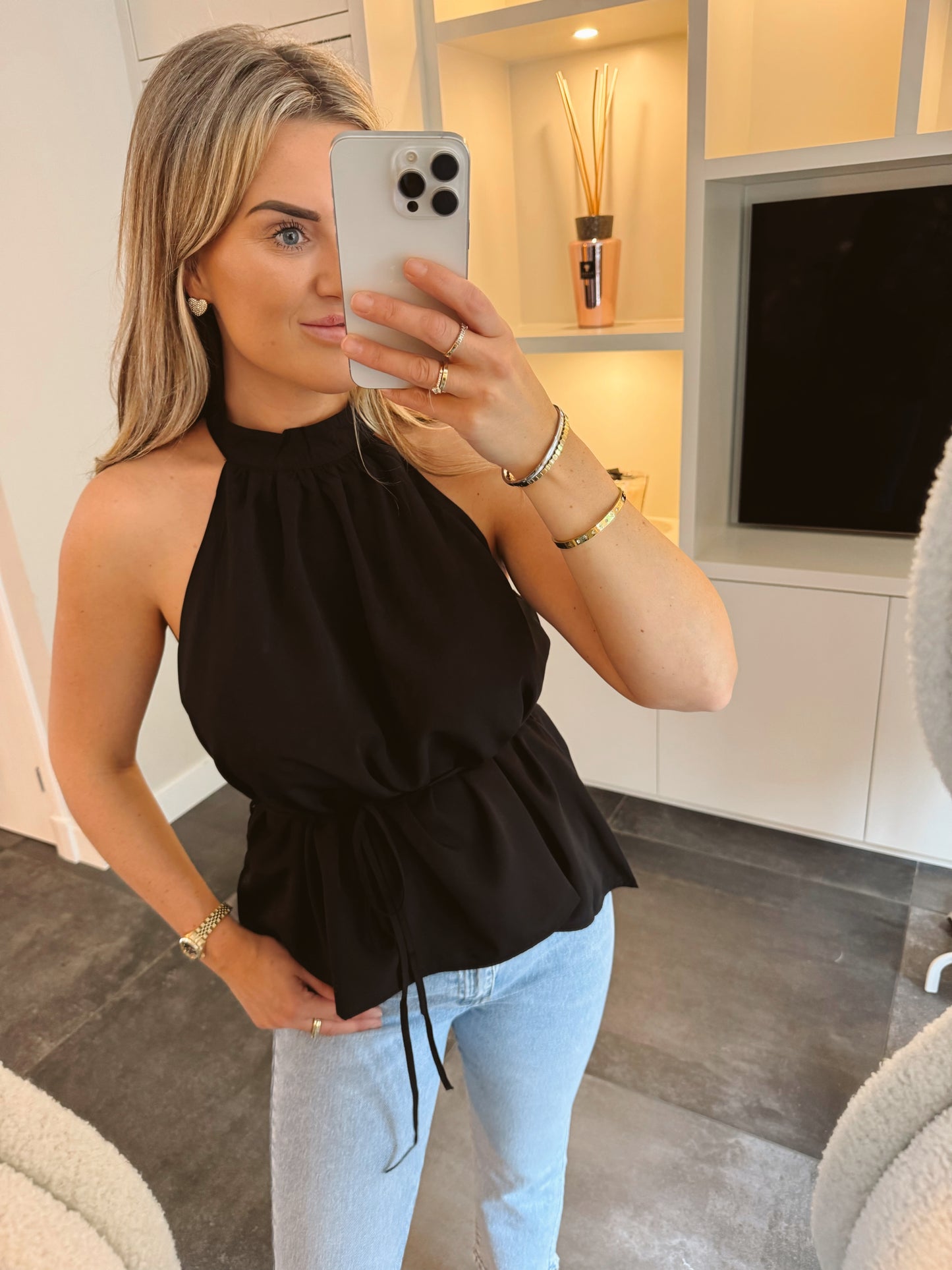 Halter top met ceintuur Koko Zwart