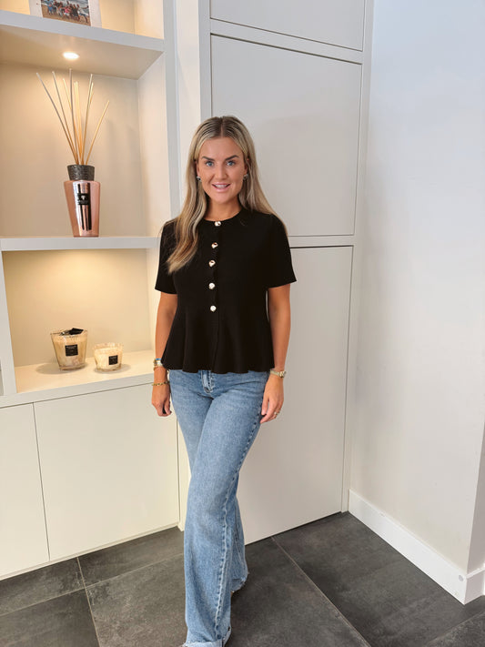 Top Peplum Cherry Zwart