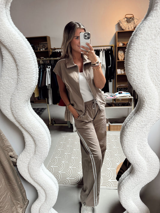2-pieces set Gilet + Pants Beige/Wit