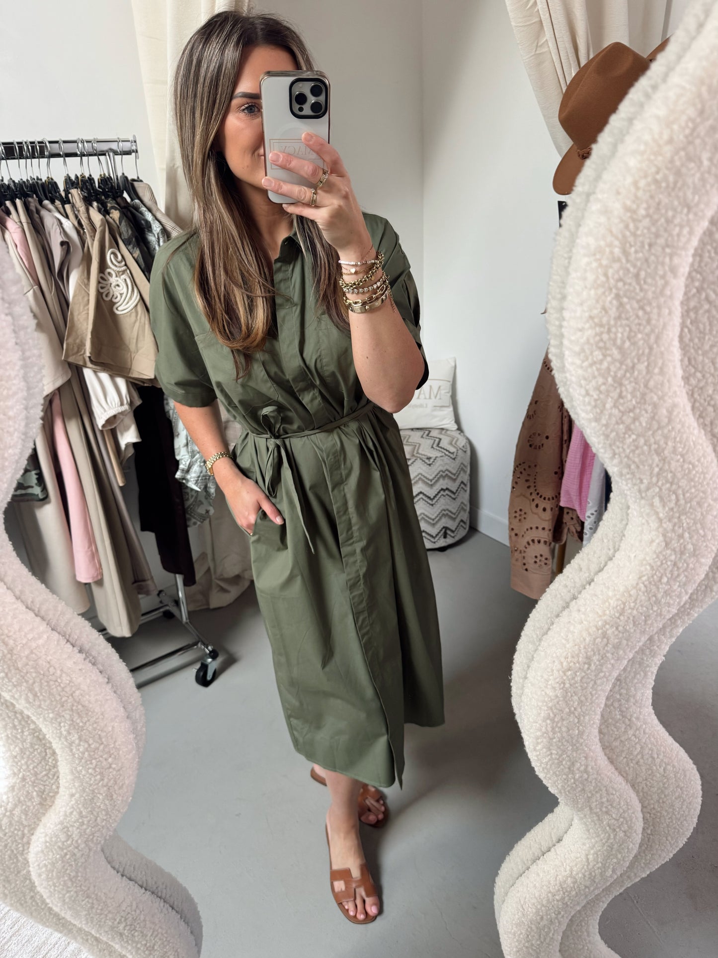 Jurk met ceintuur Daisy Army