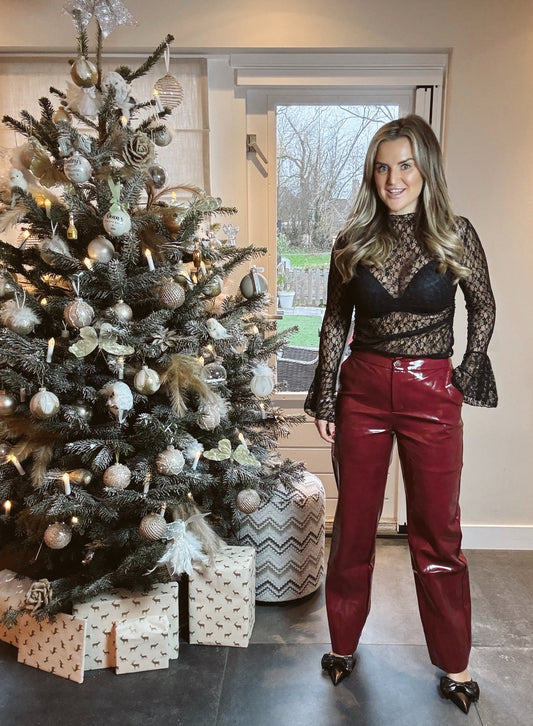 Bibi fake leather broek Bordeaux