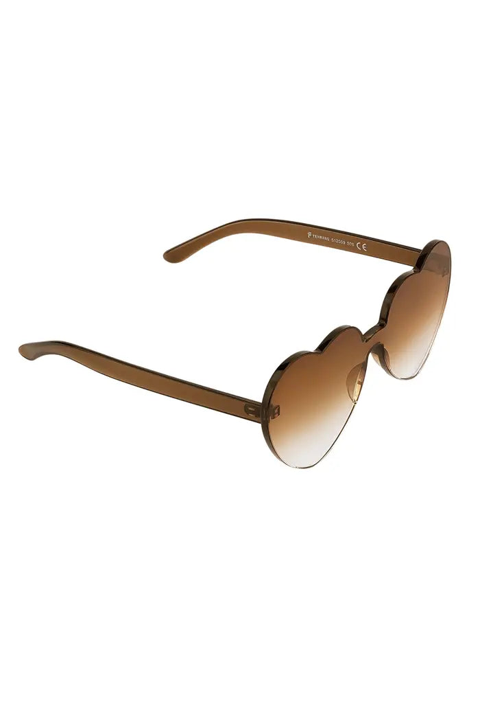 Sunglasses simple heart - camel