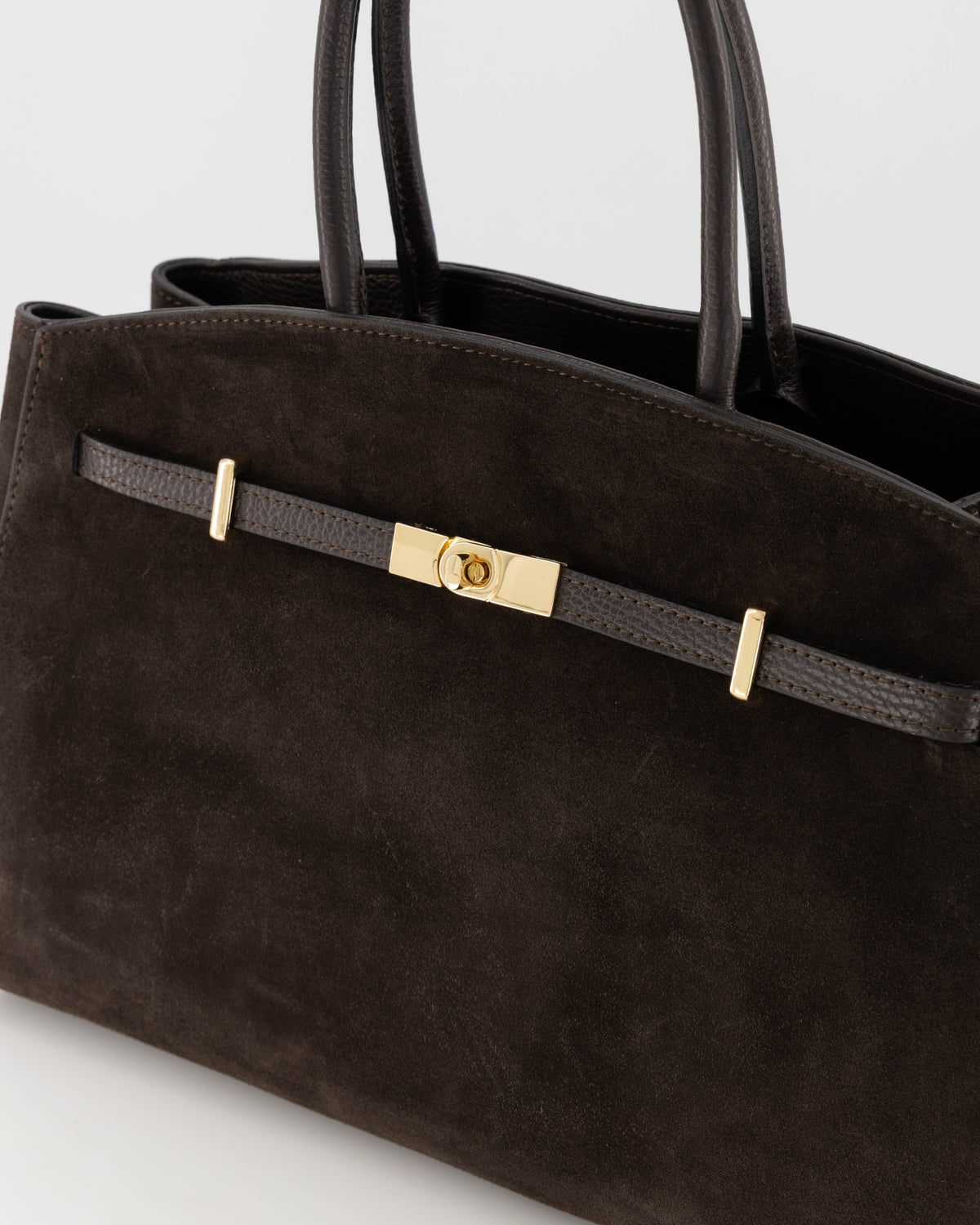 100% Suede Schouder tas Braga Donkerbruin