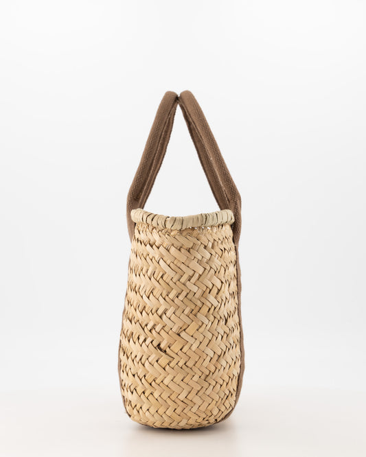 Handgevlochten Zafira shopper klein Bruin