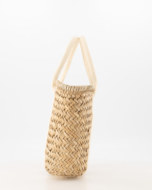 Handgevlochten Zafira shopper klein Beige