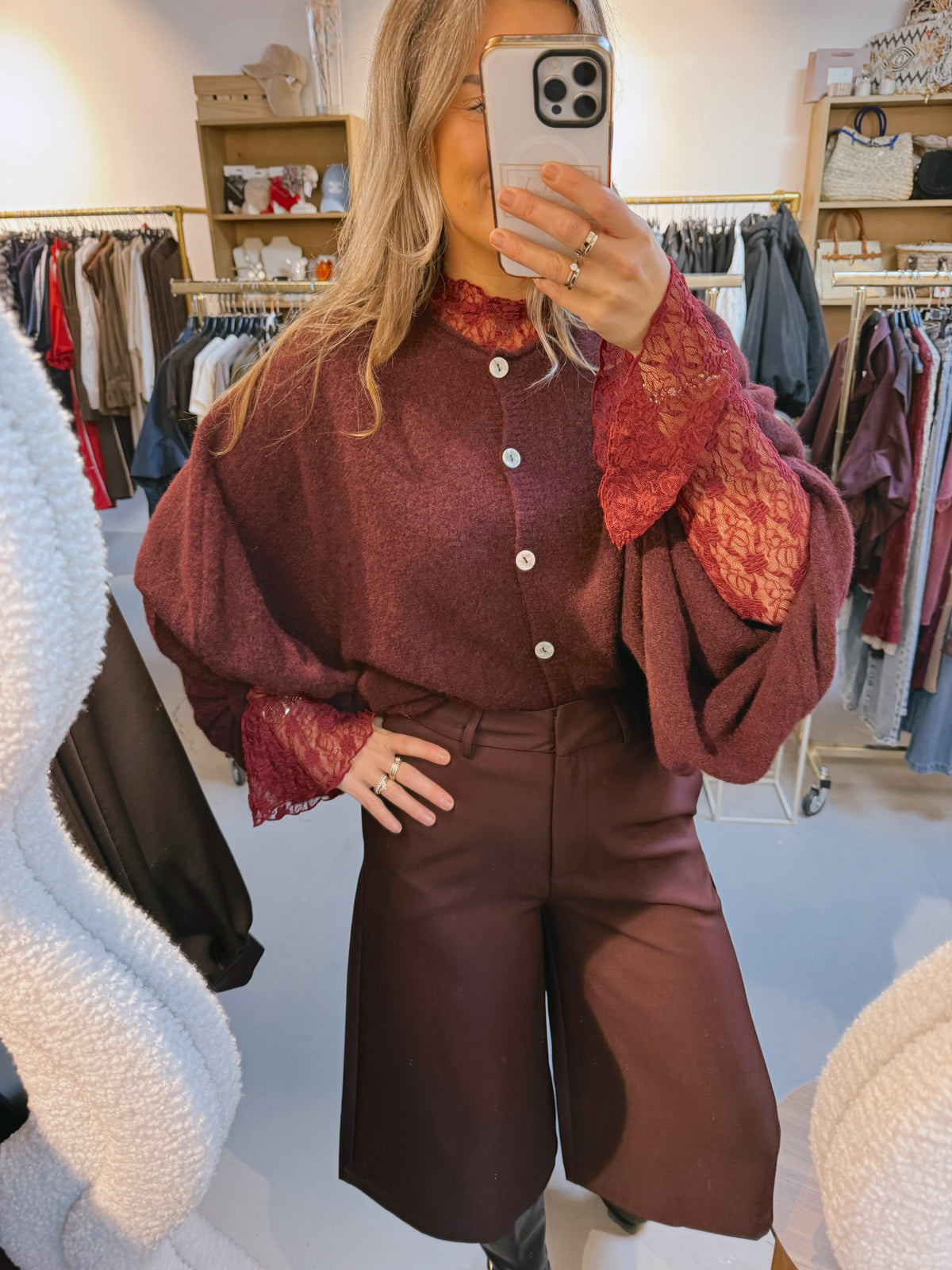 Ambika kanten top Kaya Burgundy/Plum