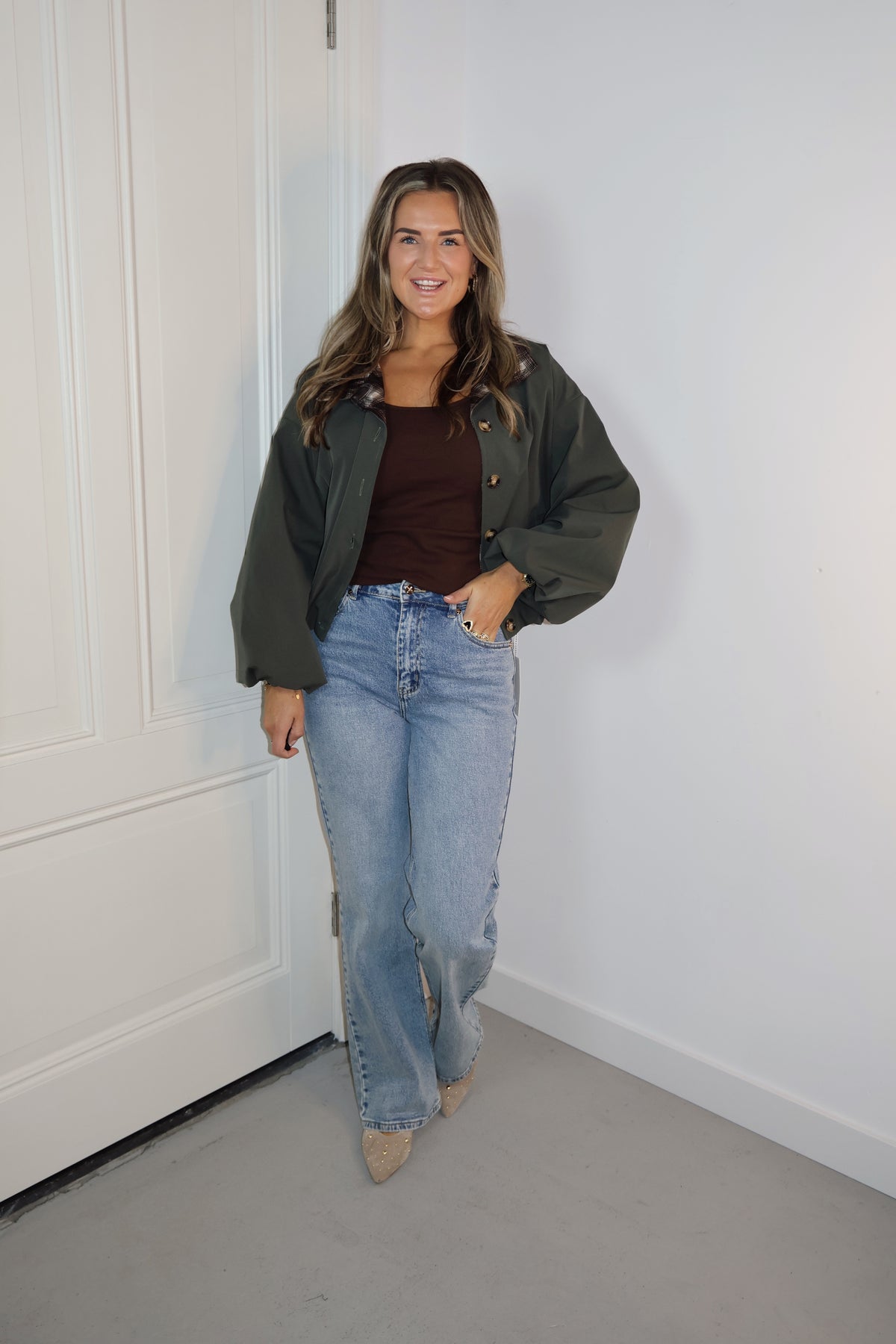 Bomber Kelsey kraag ruit Army