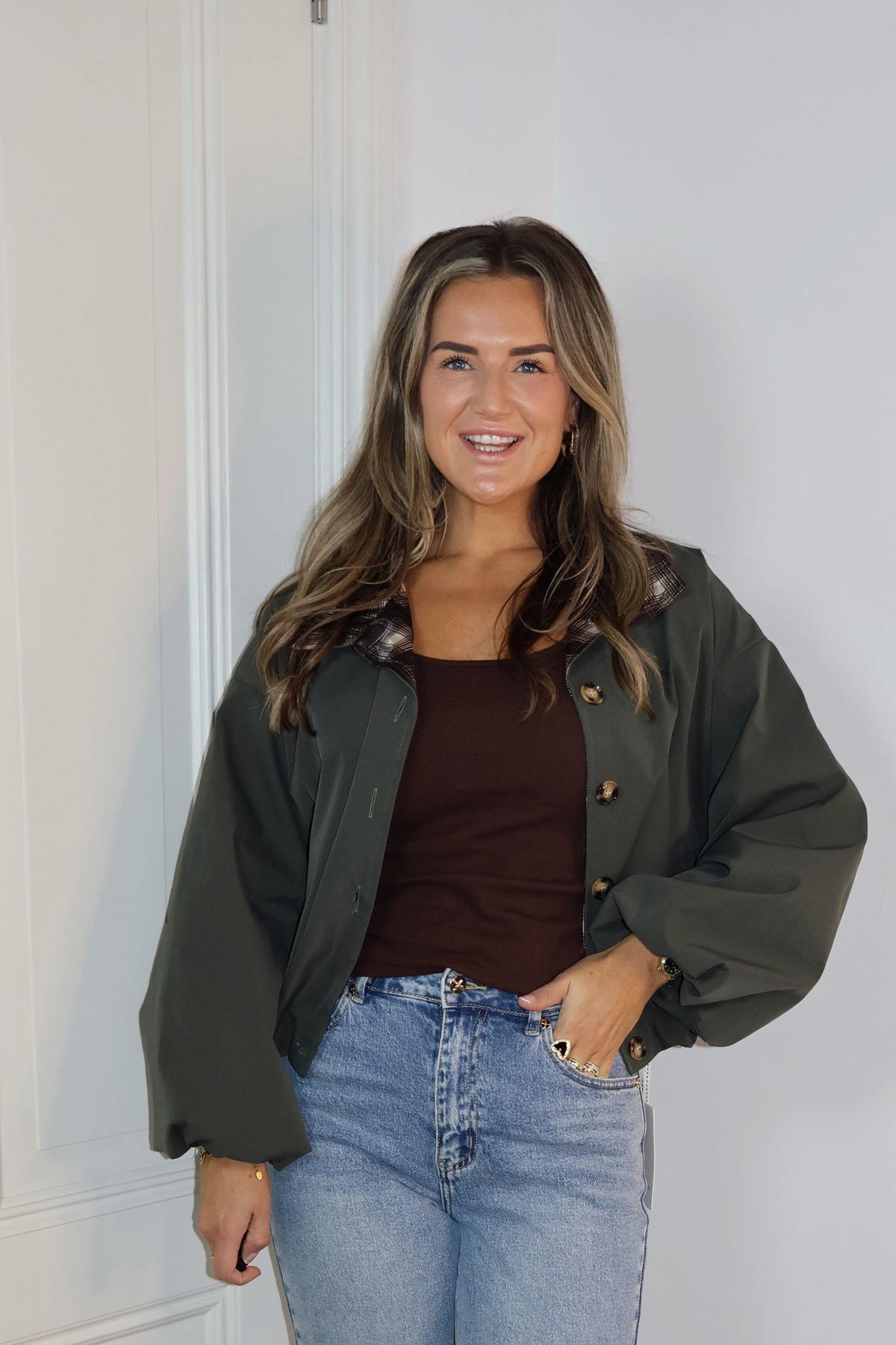 Bomber Kelsey kraag ruit Army