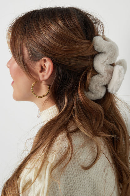 Haarklem fluffy zigzag Bruin