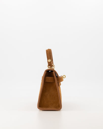 100% Suede Crossbody tas Grace Cognac