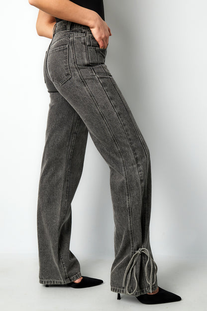 Jeans Wide Leg Bow Grijs