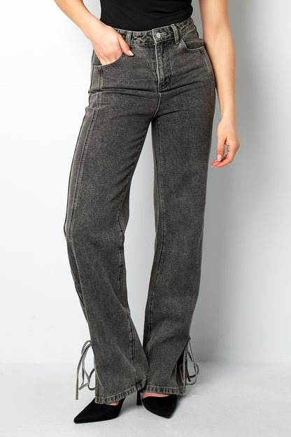 Jeans Wide Leg Bow Grijs
