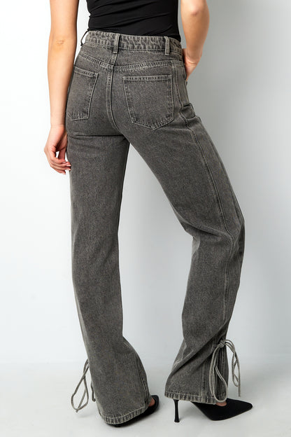 Jeans Wide Leg Bow Grijs
