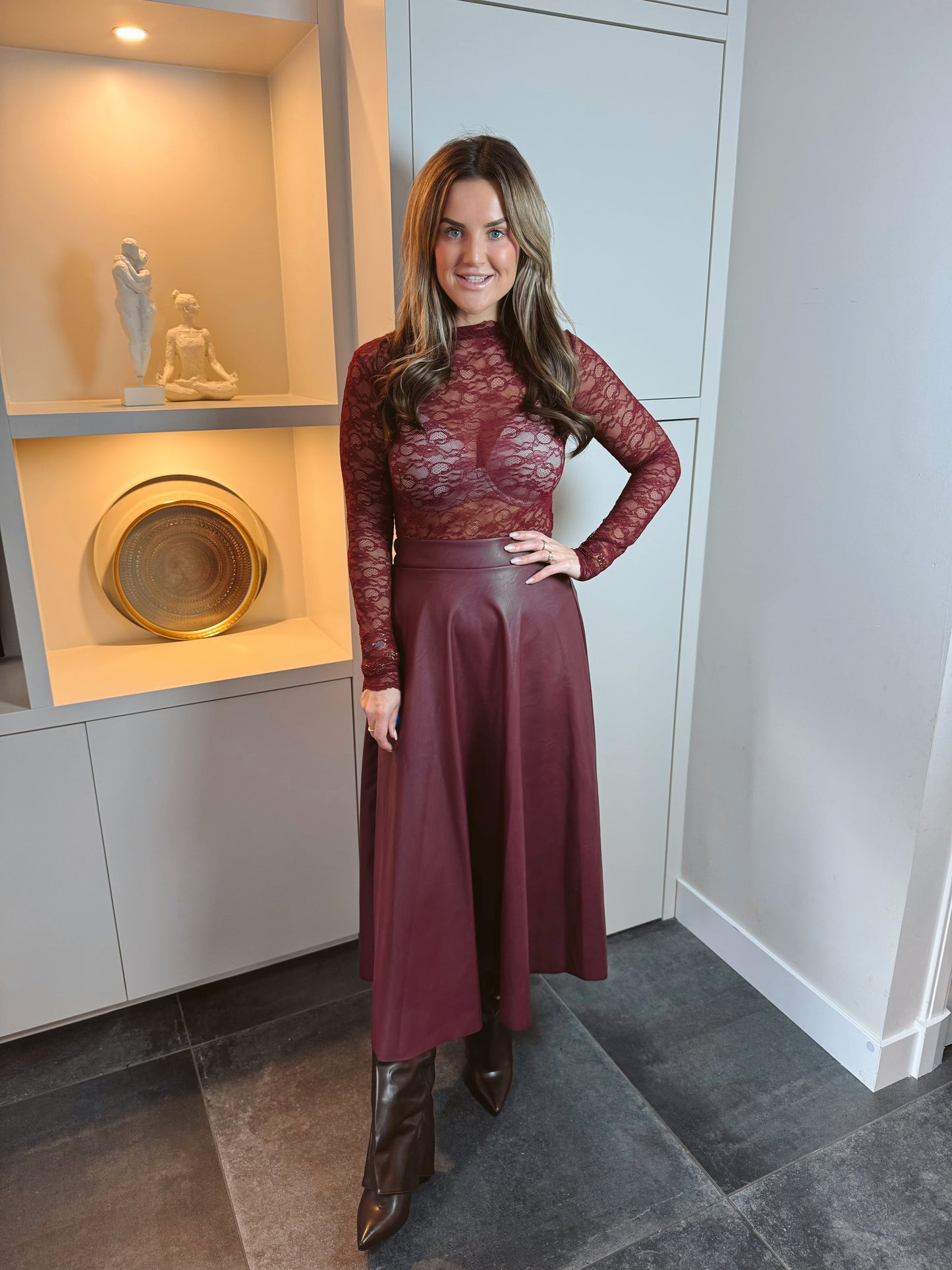 Statement PU leren Rok Burgundy