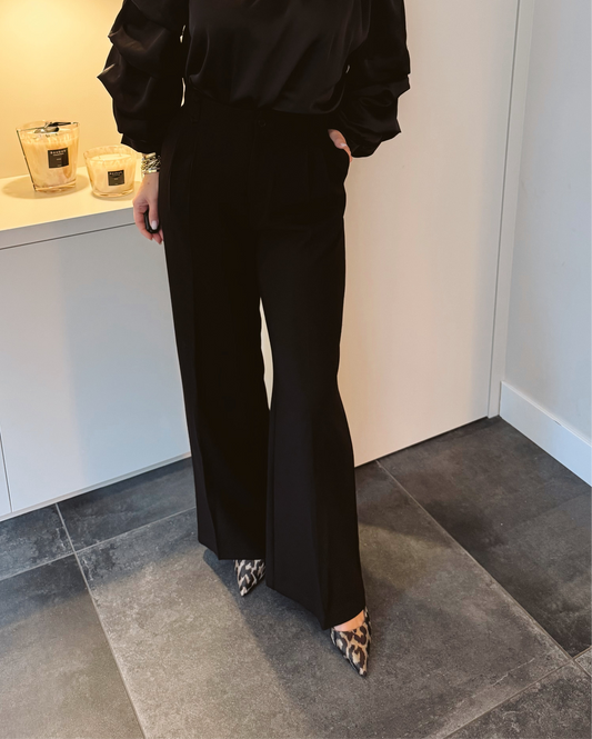 Fenna Pantalon met Bandplooi Zwart