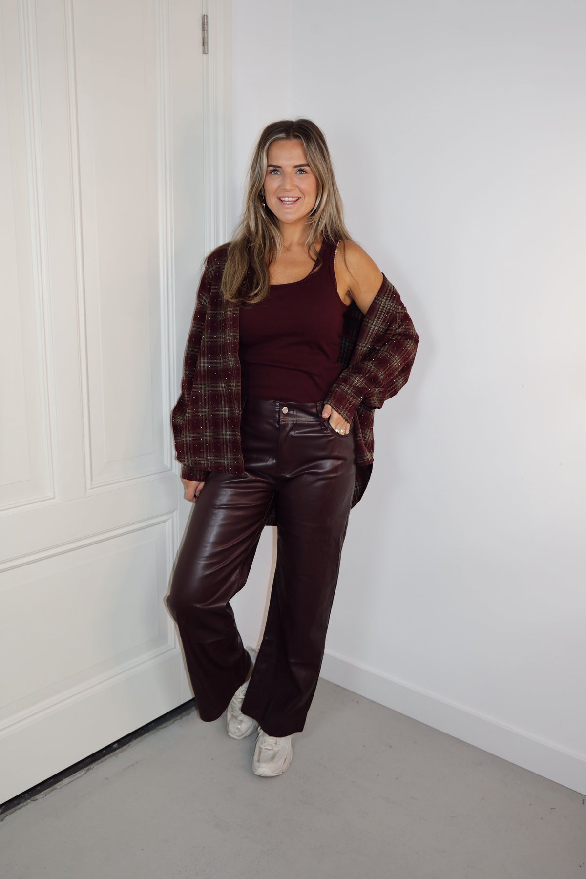 PU leren broek Marijn Burgundy