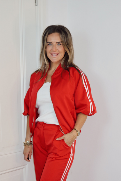 Jacket Veerle stripe Rood