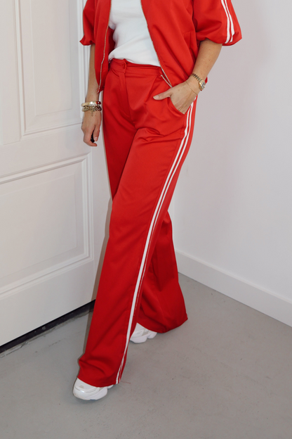 Pants Veerle stripe Rood