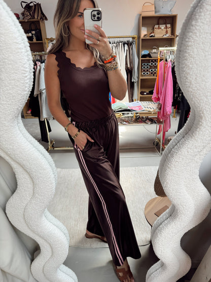 Broek satijn Haley Bruin-Roze