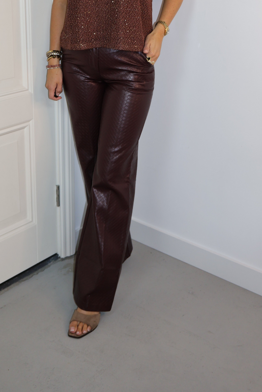 PU leren broek ruit Fenna Burgundy