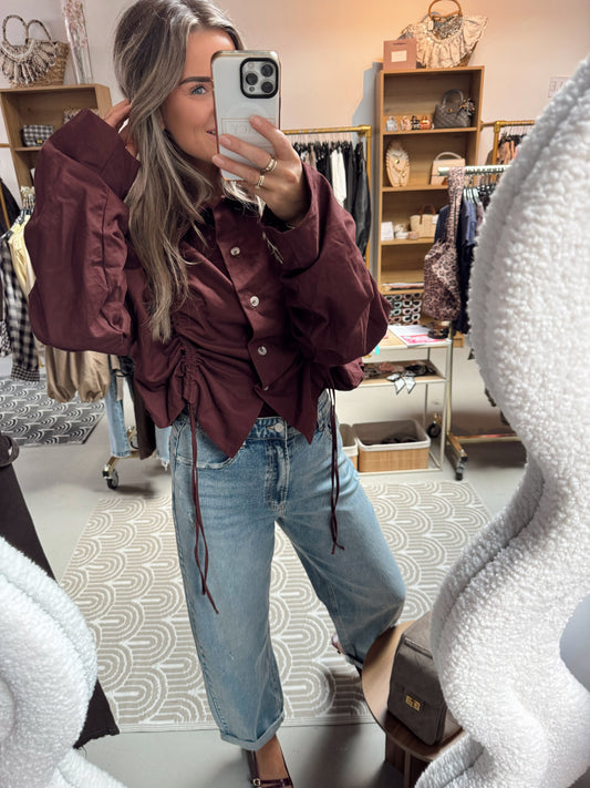 Icon crop jacket Burgundy