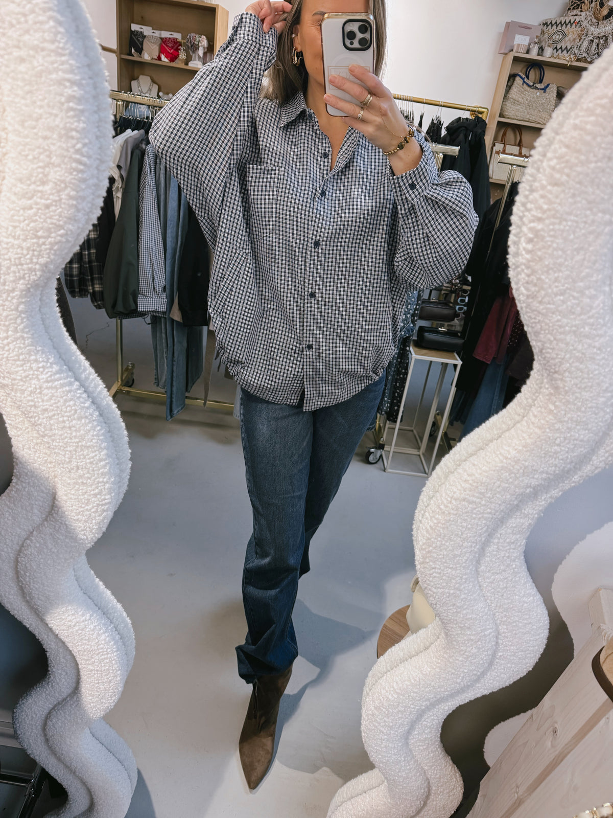 Bomber blouse Katie ruit Navy