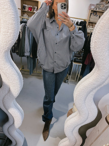 Bomber blouse Katie ruit Navy