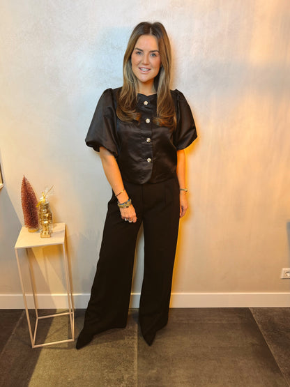 Colbert pofmouwen zwart