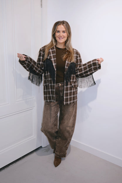 Fringe Blazer Minny Bruin/Zwart
