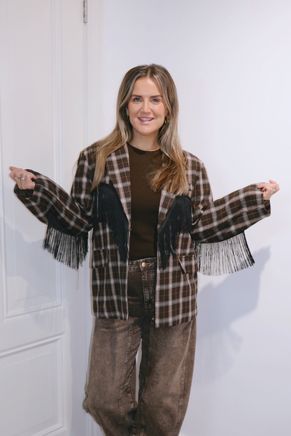 Fringe Blazer Minny Bruin/Zwart