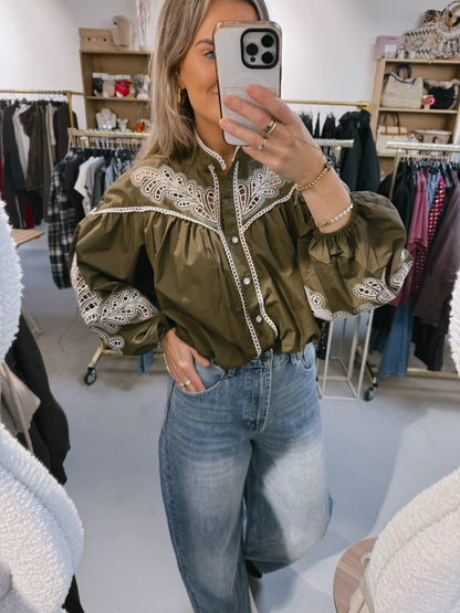 Blouse broderie Mariska Groen