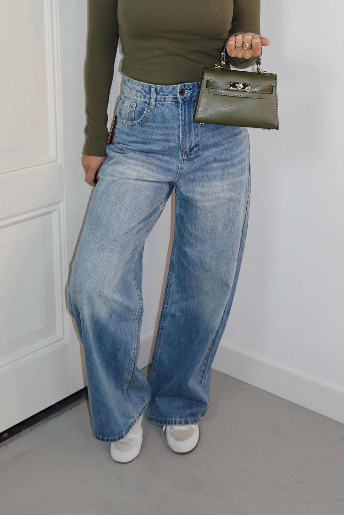 Studio Rouge Straight Fit PU zakken groen