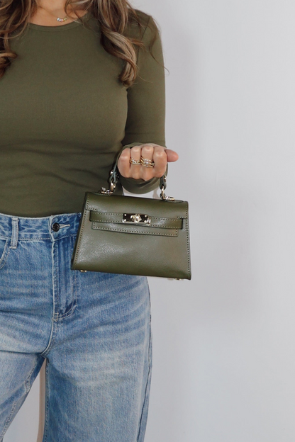 100% leren Crossbody tas Grace Palmellato Army
