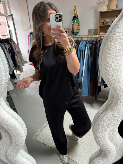 Dreamy joggingset 2-pieces Schuin Zwart